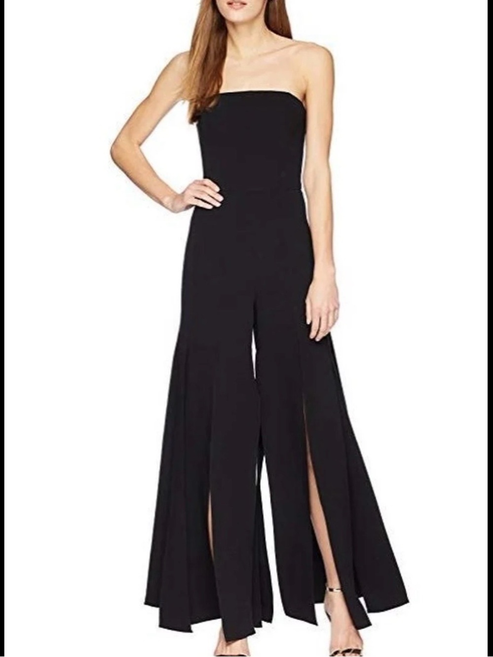 Halston Heritage Strapless Strips Dress